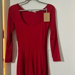 Nwt reformation jeans red long sleeve midi dress